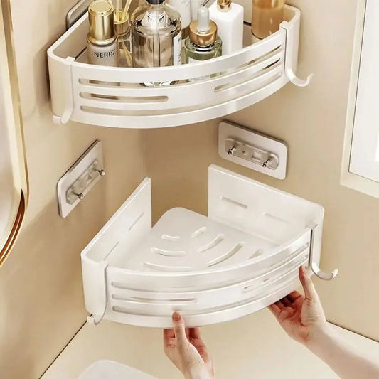 Étagère de rangement murale pour salle de bain, support d'angle mural pour salle de bain, organisateur de cuisine, étagère de rangement en aluminium blanc