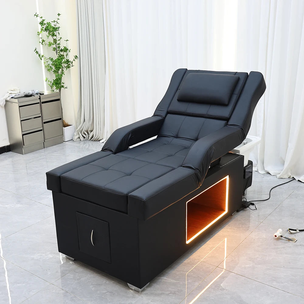 Lit de lavage de cheveux XinSheng pour salon de coiffure, table de massage thaïlandaise, mobilier commercial pour barbier avec bassin de bain de pieds
