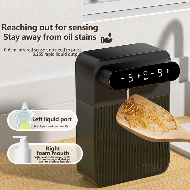 Distributeur automatique de savon noir avec capteur infrarouge et double sortie liquide et mousse