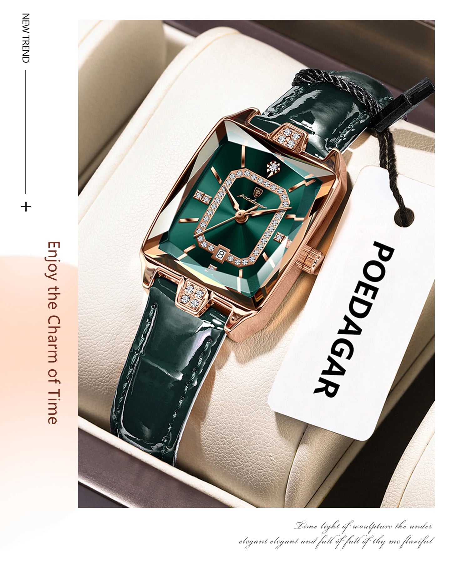 POEDAGAR Original luxe femmes montre-bracelet étanche en cuir Date femme montre élégante de haute qualité Quartz femmes montres Reloj