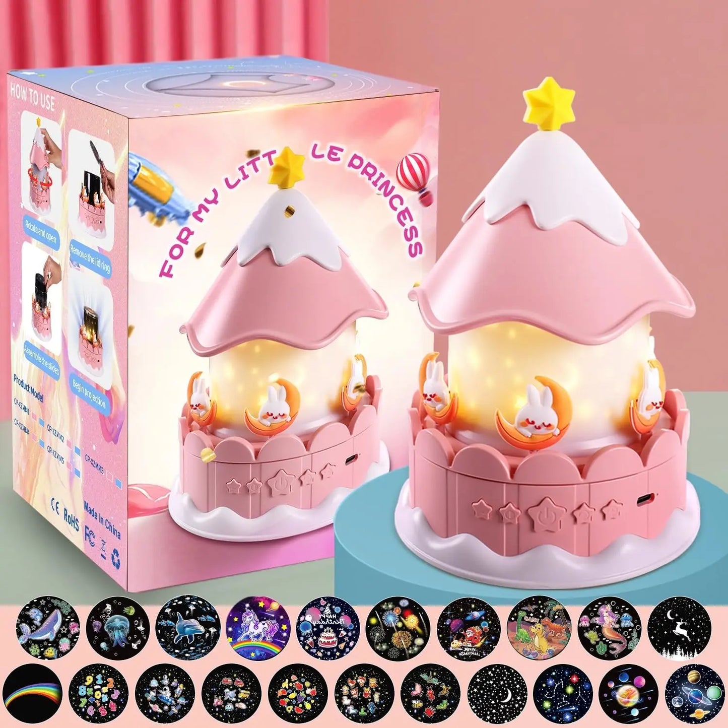 Projecteur de ciel étoilé Galaxy 21 en 1 pour enfants, rotation à 360 °, minuterie, lampe, anniversaire, cadeaux de Noël, décor