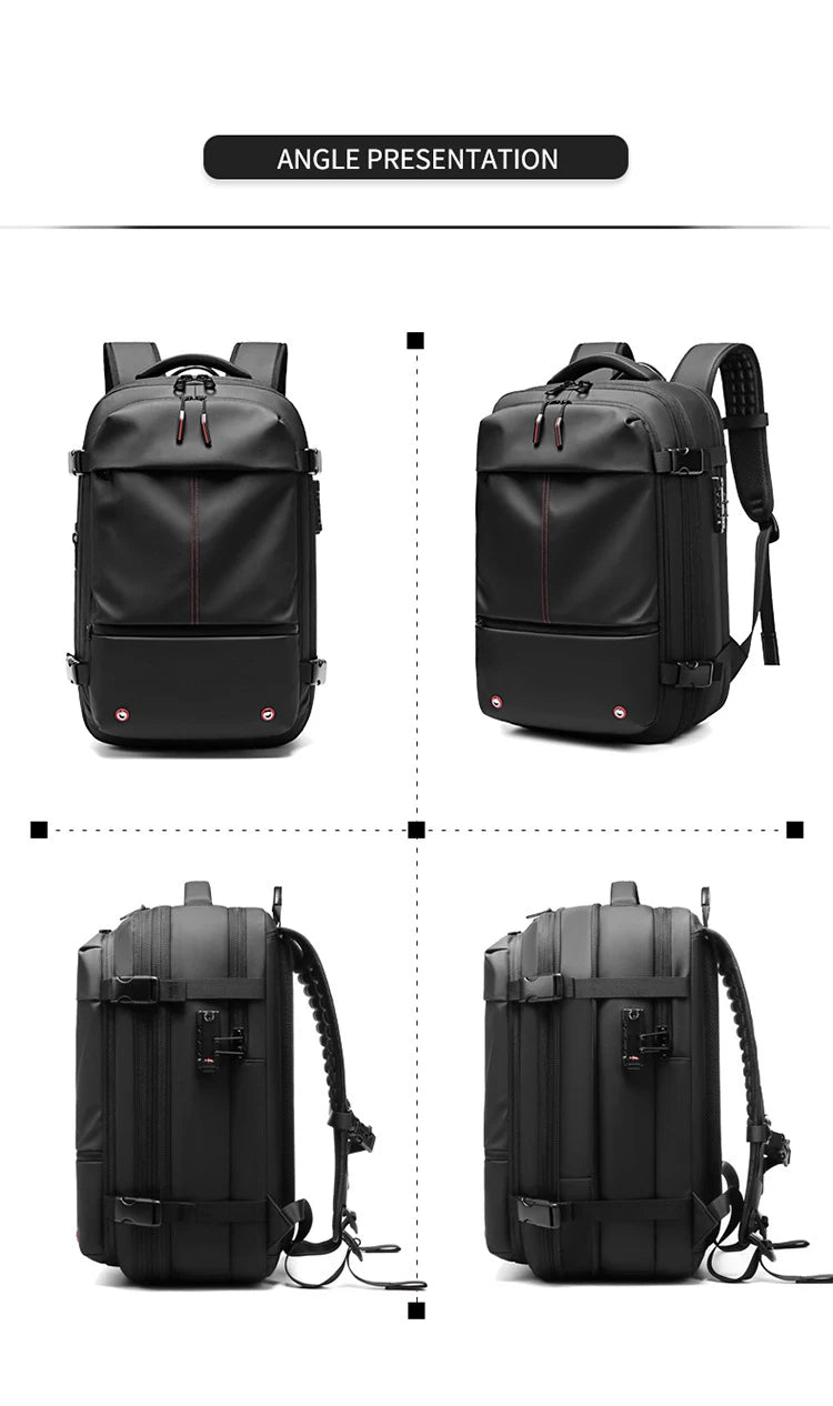 Sac à dos à compression sous vide pour ordinateur portable, sac à dos de voyage pour hommes, grande capacité, sac à dos scolaire, expansion, extérieur, SR, 17 pouces