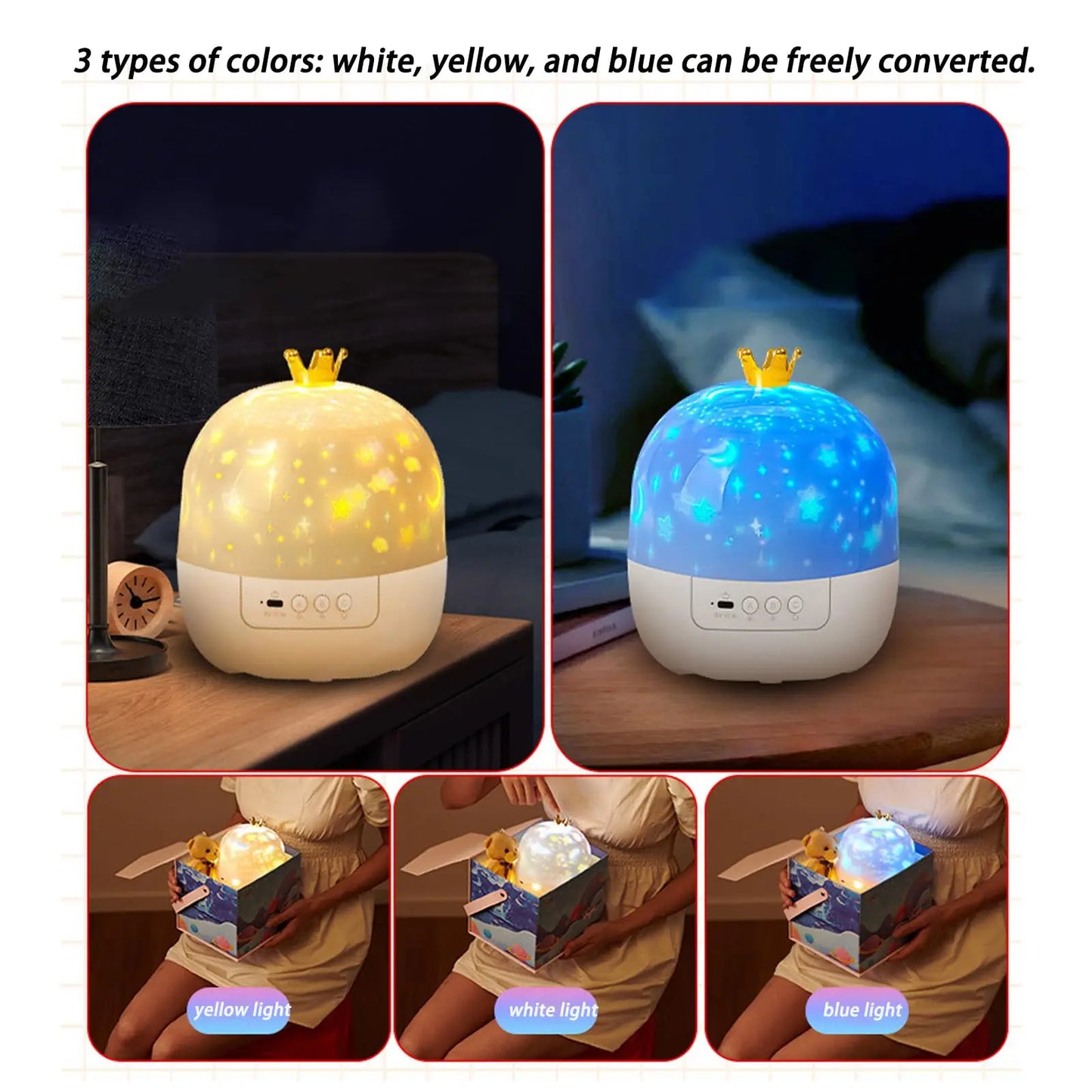 Projecteur Créatif Fantaisie 360 ° Rotatif 15 types de projecteur diapositives galaxie étoilée projecteur LED veilleuse enfants cadeau d'anniversaire
