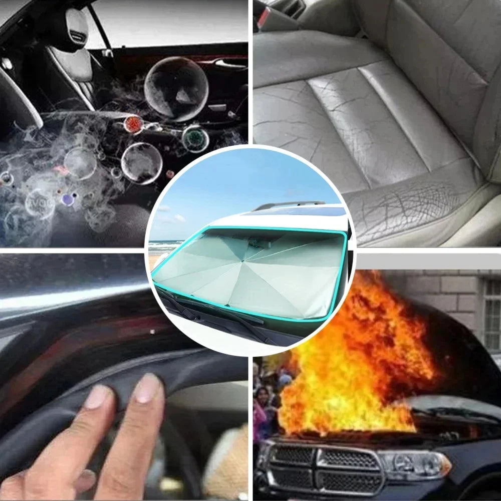 Parasol pare-soleil pour pare-brise avant de voiture, avec revêtement argenté anti-UV, pliable, protection solaire pour voiture