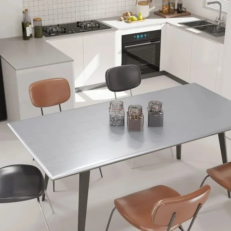 Autocollant mural en acier inoxydable brossé argenté de 40 cm, imperméable, résistant à l'huile, auto-adhésif, papier peint pour cuisine, réfrigérateur, comptoir