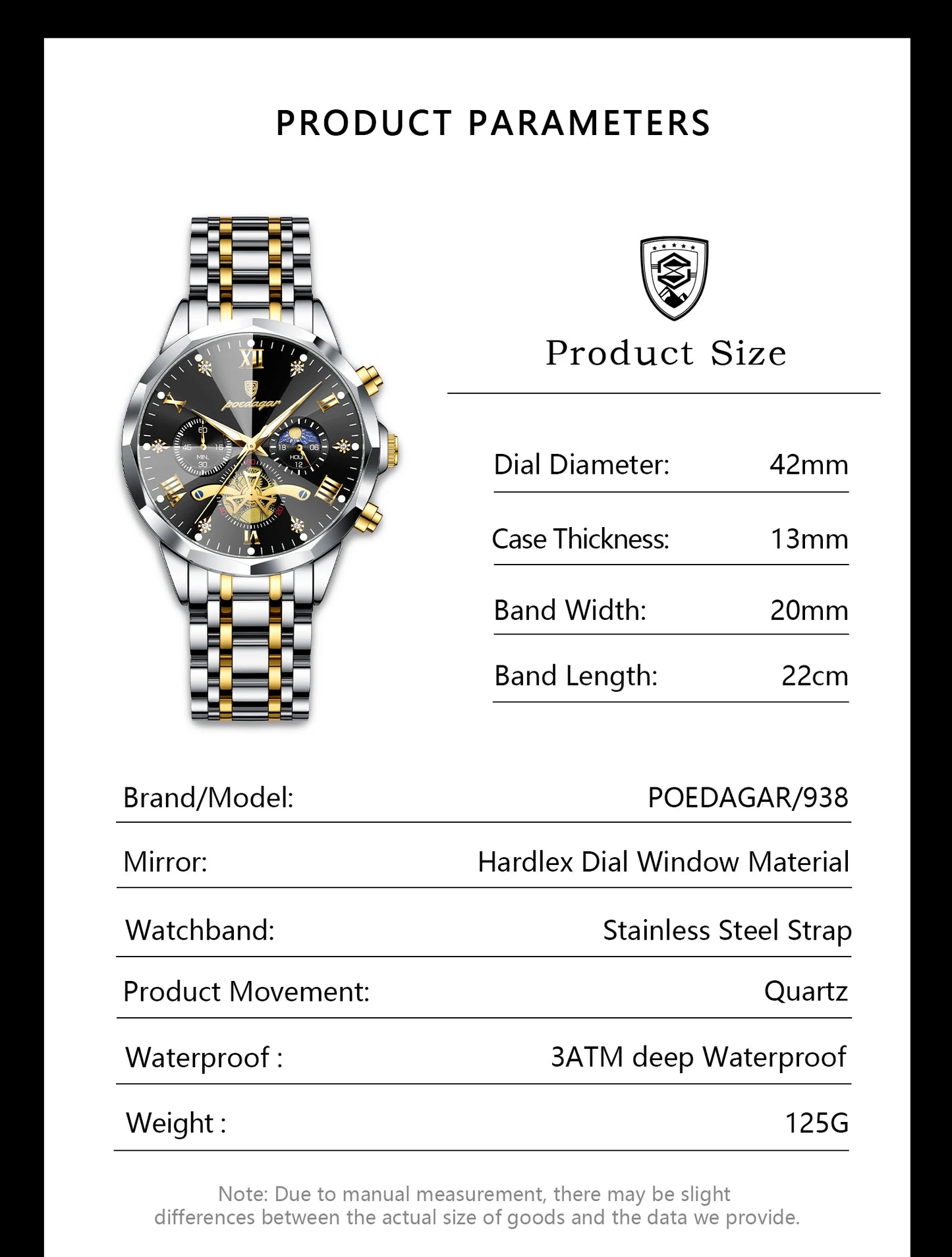 POEDAGAR Montre de luxe pour homme, étanche, chronographe lumineux, montre sport pour homme, acier inoxydable, montre à quartz tendance pour homme, Reloj