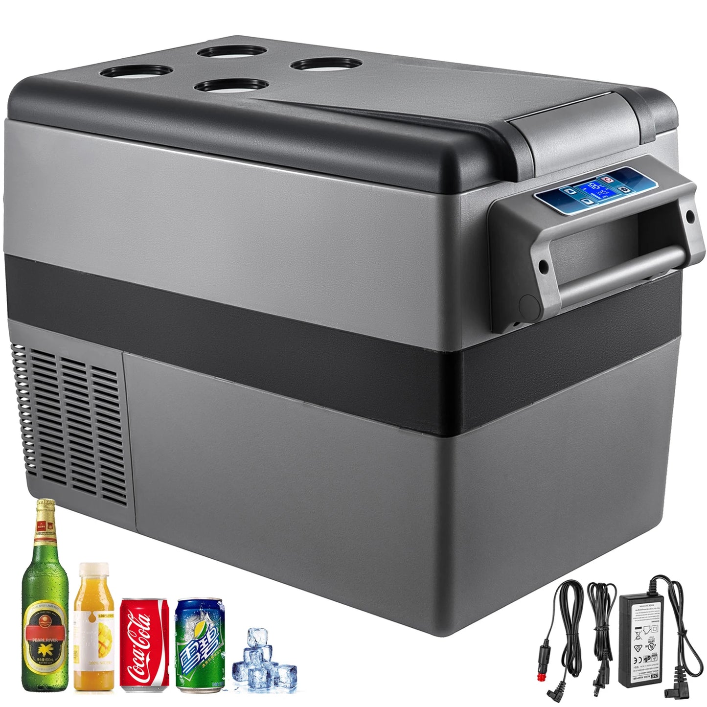 Mini frigo portable 12V/220V avec écran numérique, idéal pour voiture ou maison, refroidit boissons et glaçons