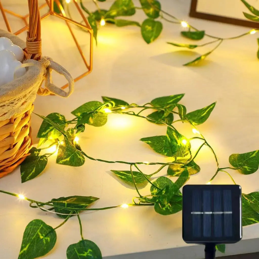 7 M/12 M/17 M feuille d'érable vigne fée lumières chaîne LED lumière solaire décoration de jardin étanche lampe solaire mariage guirlande de noël
