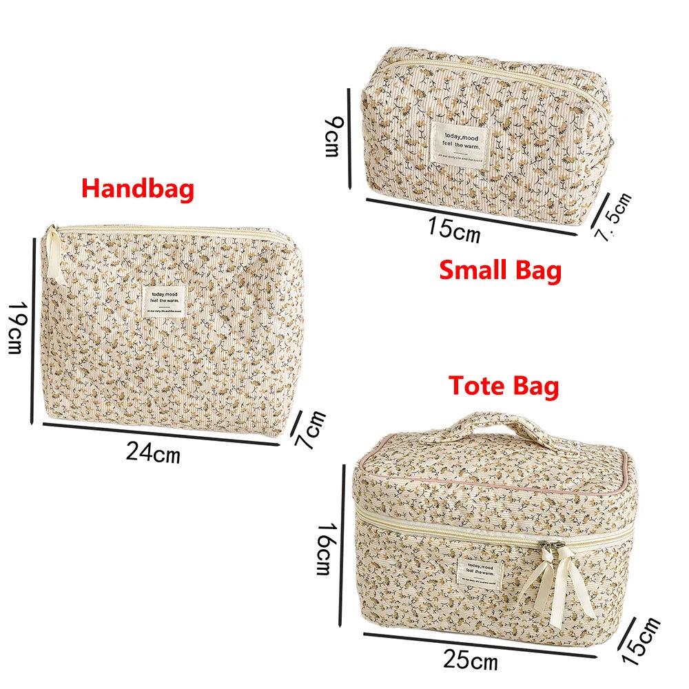 Pochette à cosmétiques Vintage pour femmes, imprimé Floral, sac à main de voyage, sac de rangement de maquillage, sac matelassé de grande capacité, vente en gros
