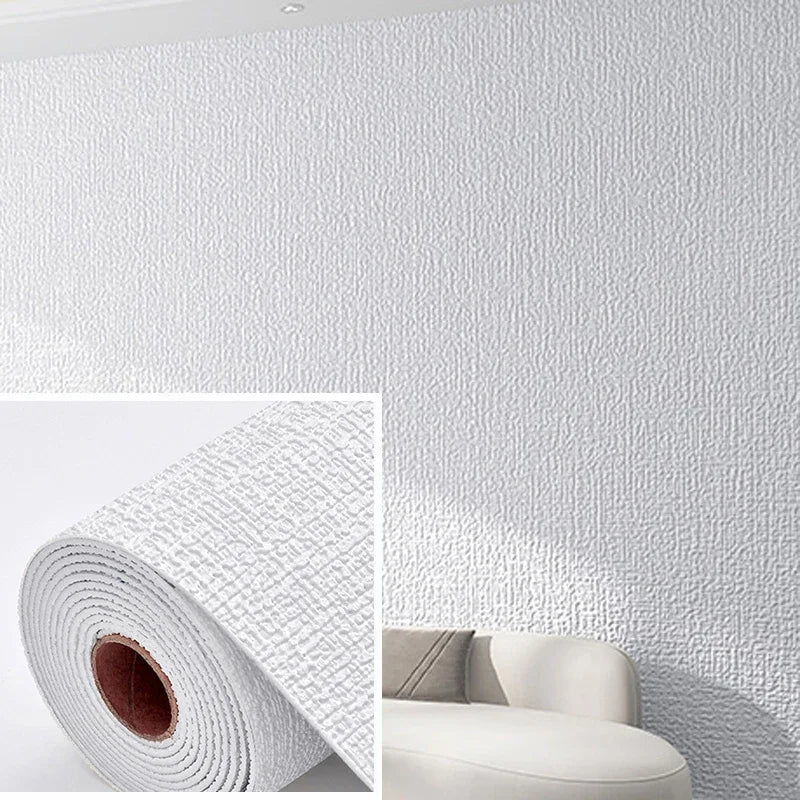 50cmX2.8M/10m lin 3D mousse auto-adhésive couleur unie PVC épaissi imperméable fond mur rénovation papier peint autocollant mural