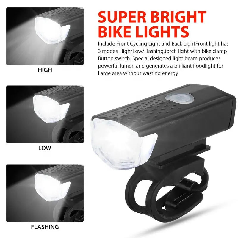 Phare vélo LED super lumineux avec 3 modes : haut, bas, clignotant - éclairage puissant et économe en énergie