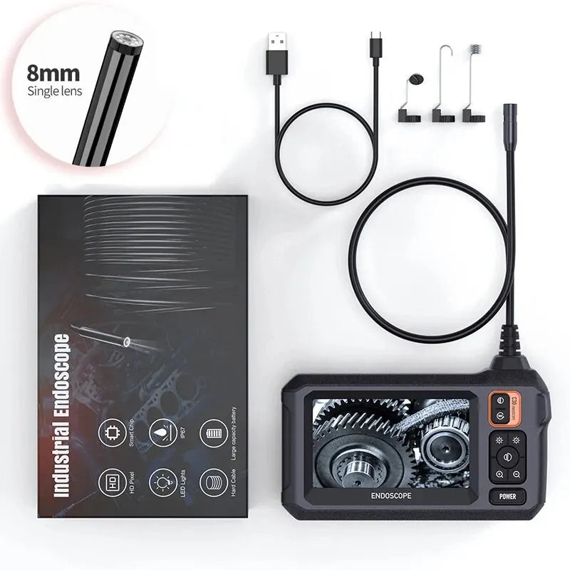 Caméra endoscopique industrielle HD1080P, 8mm, écran IPS 4.3 pouces, 1080P, pour inspection de tuyaux, réparation automobile, étanchéité IP67, 8 LED