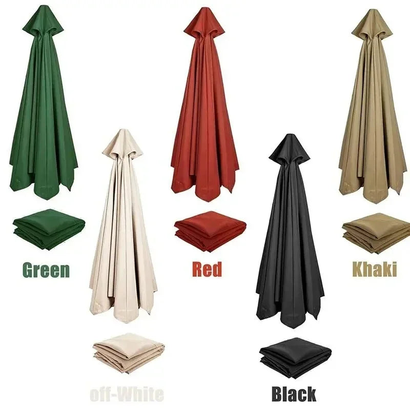 Housse de parasol extérieur imperméable en vert, rouge, kaki, blanc cassé et noir pour terrasse ou jardin