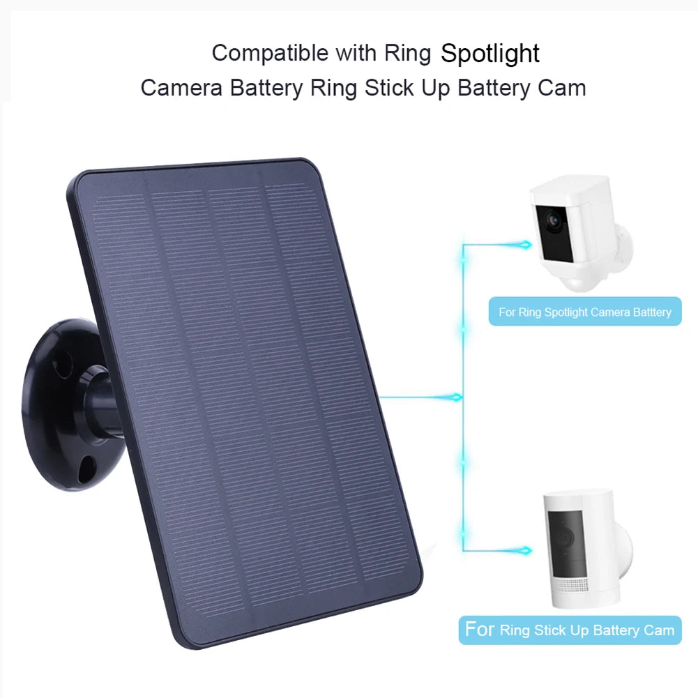 Panneau solaire compatible Ring Spotlight et Stick Up Battery Cam, recharge sans fil pour caméra de sécurité
