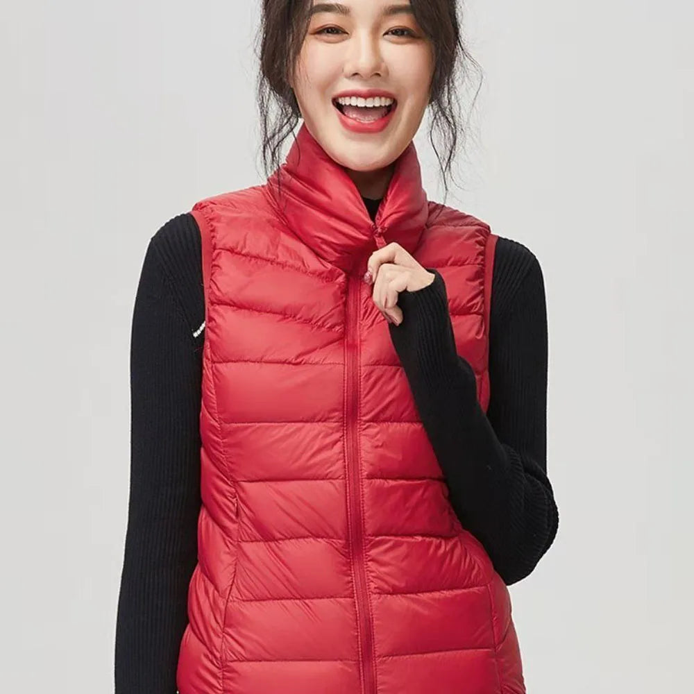 Nouveau Gilet Ultra Léger en Duvet pour Femme 2026 – Veste Sans Manches Slim Portable Coupe-Vent Légère pour Fille