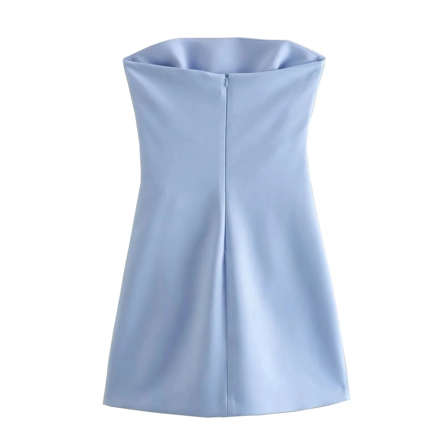 TRAF robe femmes épaules dénudées Corset robes courtes froncé dos nu bleu noir blanc robe femme Sexy moulante robes de soirée