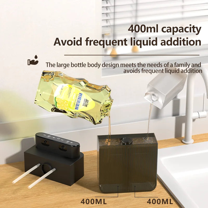Distributeur de savon automatique 400ml, recharge facile, design moderne pour cuisine ou salle de bain