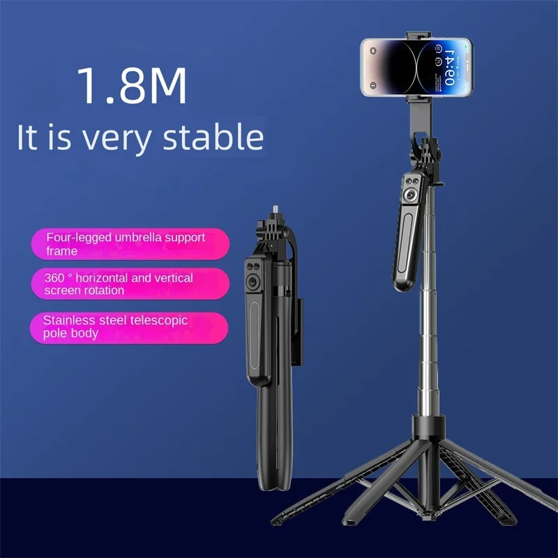 FANGTUOSI trépied 1800mm pour appareil photo Smartphone, support de trépied avec obturateur Bluetooth, supports de perche à Selfie sans fil support de téléphone