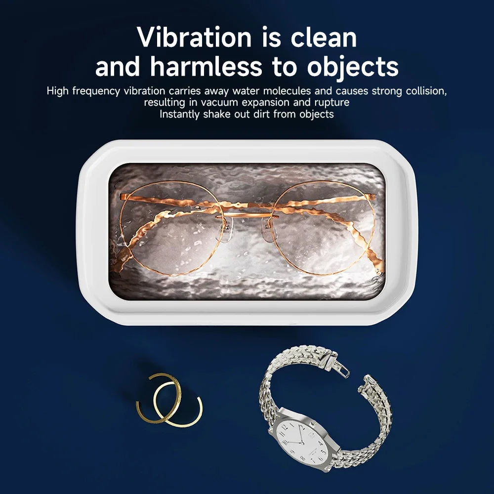 TINSOL 49KHZ nettoyeur à ultrasons haute fréquence 650ml Mini Machine de nettoyage par vibrations adapté aux lunettes bijoux et prothèses dentaires