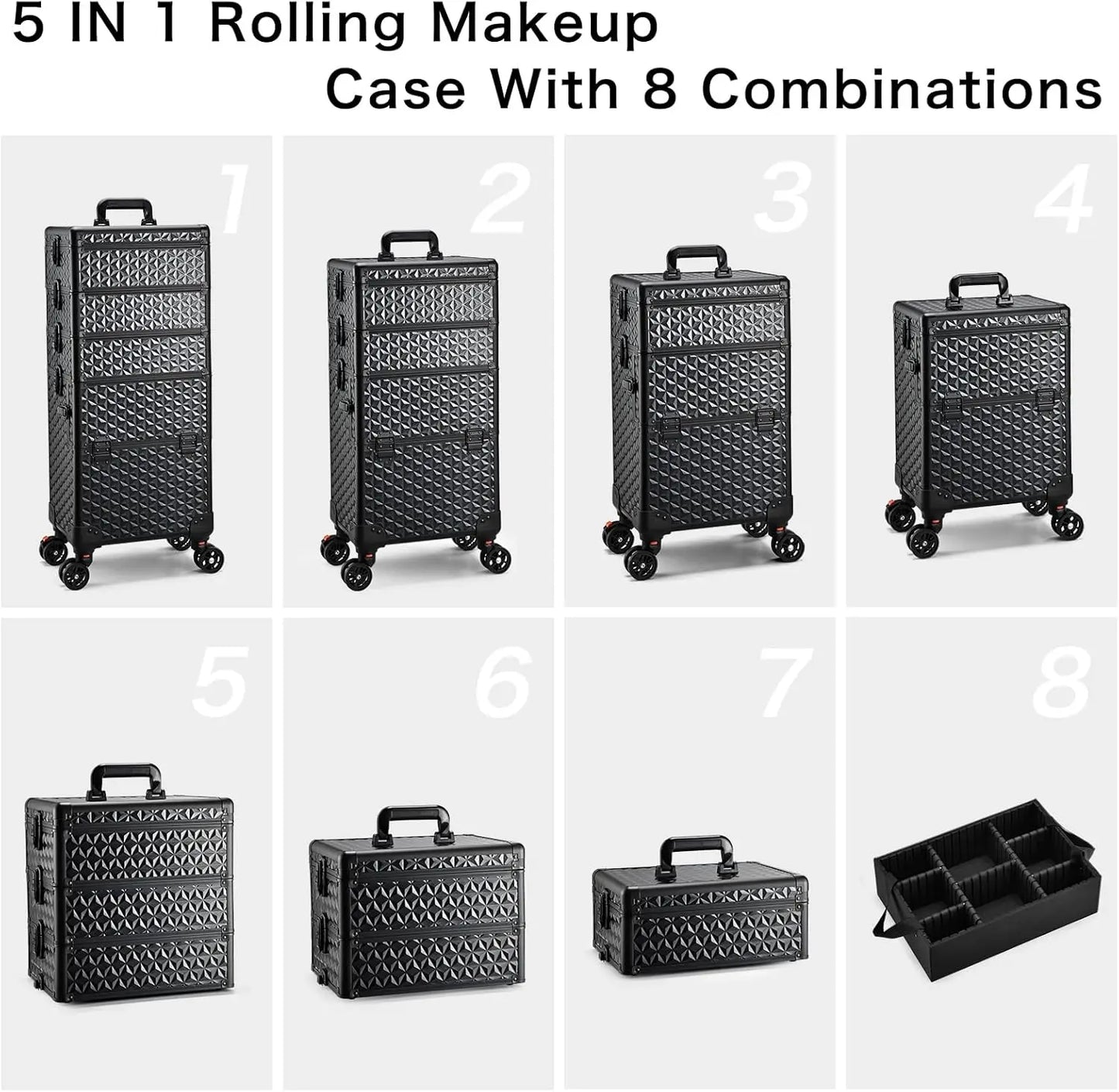 Trousse de maquillage professionnelle sur roulettes, trousse à cosmétiques extra large, trousse de maquillage roulante, organisateur de maquillage avec roulettes