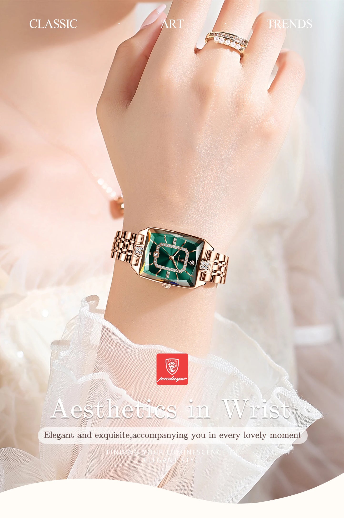 POEDAGAR luxe femme montre étanche Date haute qualité décontracté dames montre-bracelet en acier inoxydable Quartz élégant femmes montres