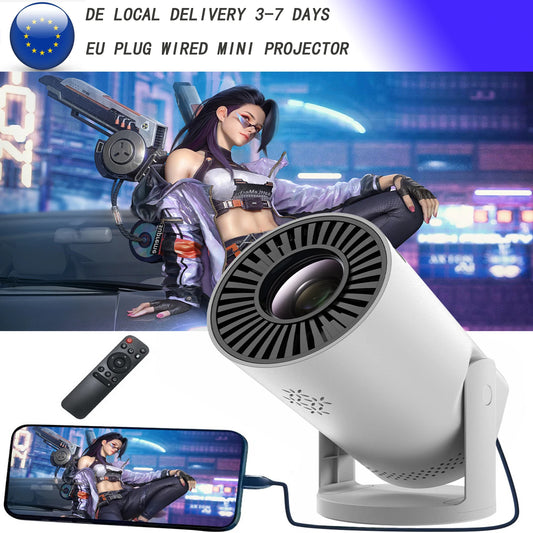 Mini projecteur filaire EU, compact avec télécommande, idéal pour cinéma maison ou gaming sur smartphone