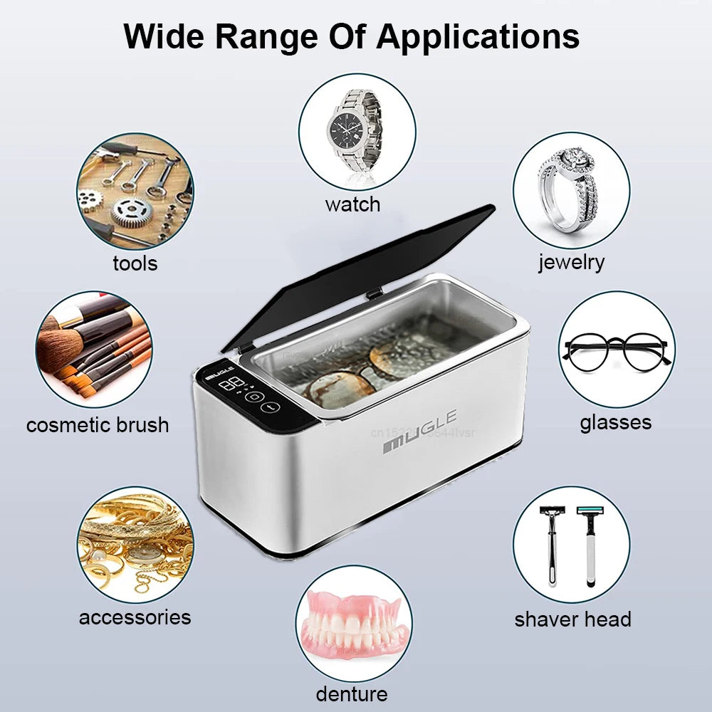 Nettoyeur à ultrasons, nettoyeur à ultrasons pour lunettes, machine à laver à ultrasons, 46 kHz, haute fréquence, nettoyeur à ultrasons pour bijoux, bain