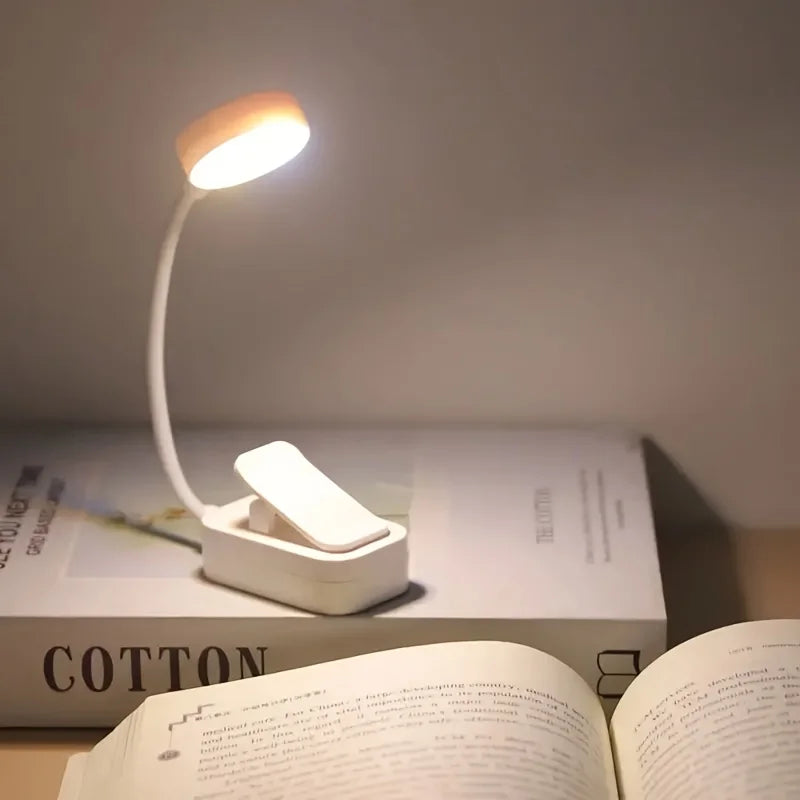 Lampe de lecture LED flexible avec pince, idéale pour bureau ou livre, éclairage doux et réglable