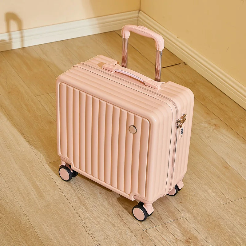 Valise de voyage de 18 pouces, jolie valise de compagnie aérienne, boîte à mot de passe, roue silencieuse, châssis léger monté universel