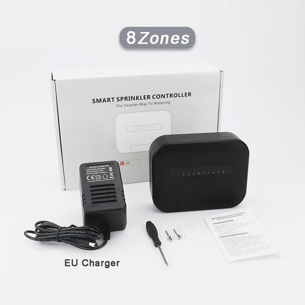 Minuterie d'arrosage de jardin intelligente Tuya, 8 Zones, Wifi, 6 Station, contrôleur d'irrigation goutte à goutte, Valve d'eau, fonctionne avec Smartlife