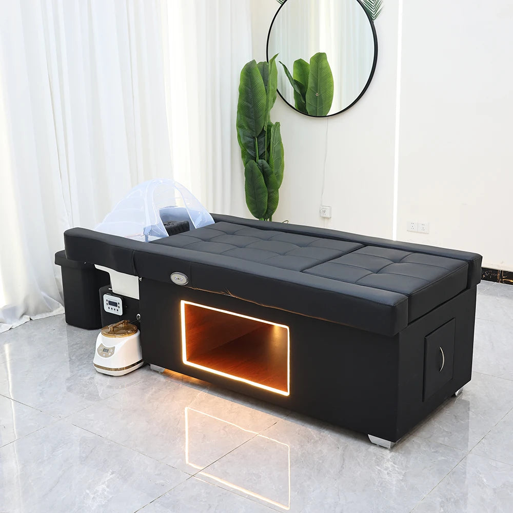 Lit de lavage de cheveux XinSheng pour salon de coiffure, table de massage thaïlandaise, mobilier commercial pour barbier avec bassin de bain de pieds
