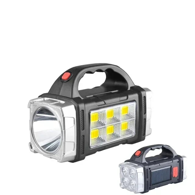 2024 lampe de poche LED puissante USB + lampe de poche solaire Rechargeable COB torche de Camping en plein air projecteur Portable batterie externe en plein air