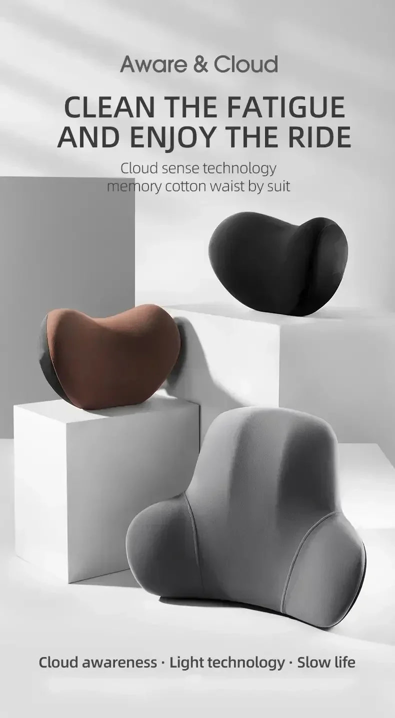 Appui-tête en mousse à mémoire de forme, ensemble de soutien lombaire, oreiller ergonomique pour le cou, coussin de dos, siège de conducteur de voiture, tissu Polyester respirant et confortable