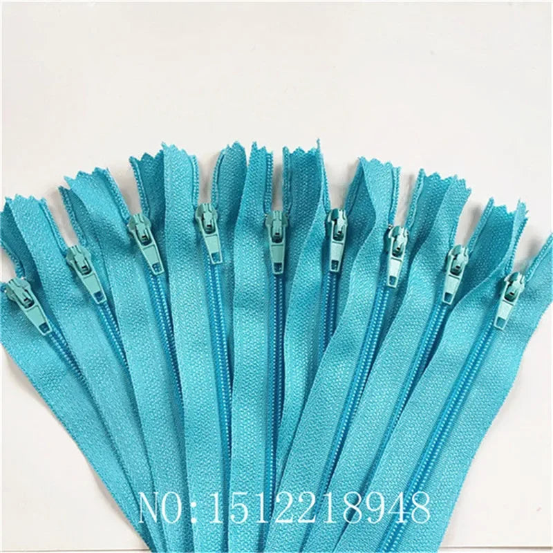 Fermetures éclair turquoise en nylon, idéales pour couture et bricolage, qualité durable