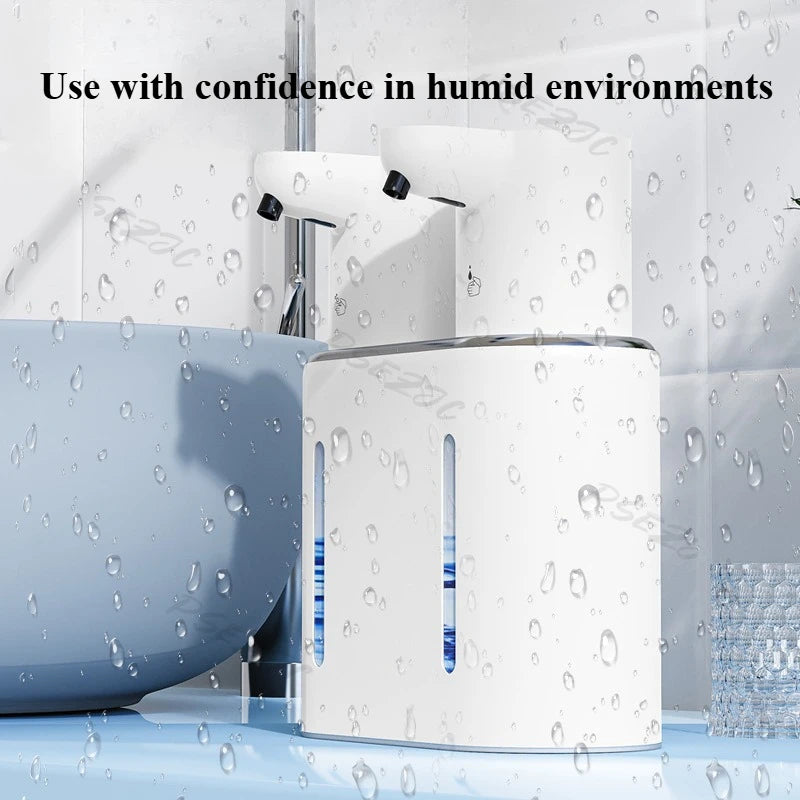 Distributeur automatique mains libres étanche pour salle de bain humide, design moderne et hygiénique
