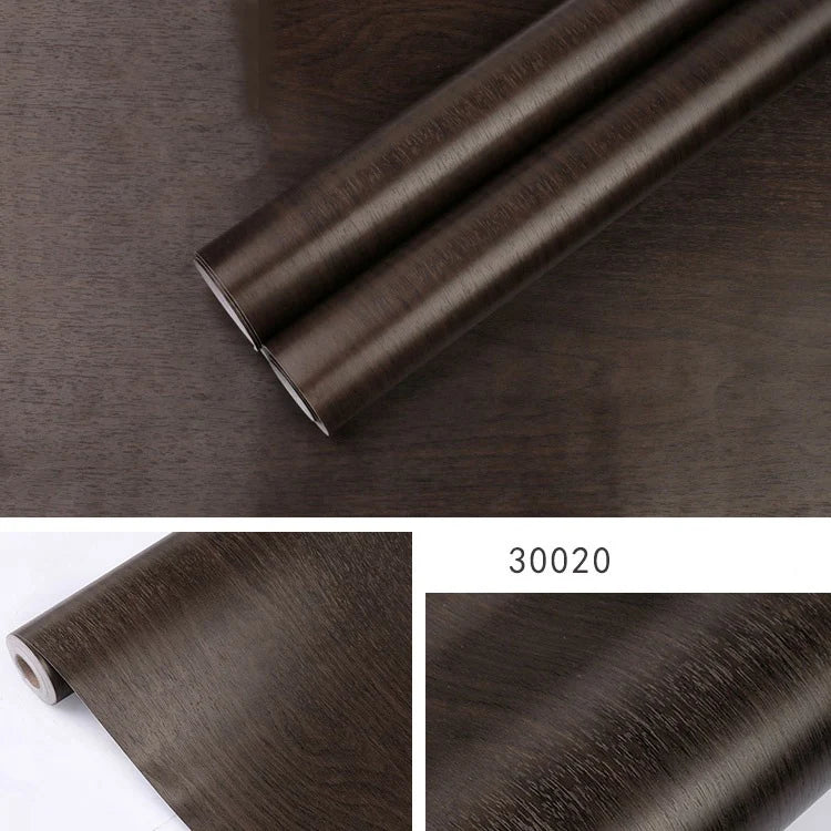 Papier peint auto-adhésif rayé en bois PVC, 45CM, autocollant étanche pour rénovation de meubles, bureau, armoire