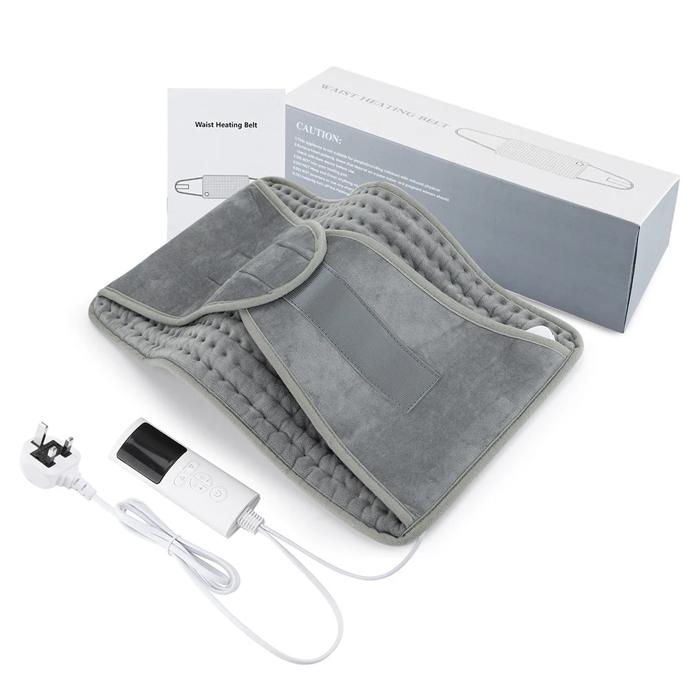 Ceinture chauffante pour le dos et le ventre, avec télécommande et adaptateur, idéale pour le soulagement de la douleur