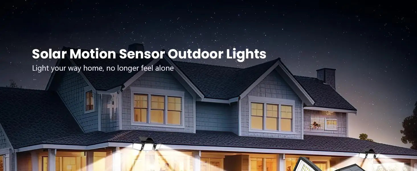 Lumières solaires extérieures avec capteur de mouvement pour maison, éclairage sécurisé la nuit
