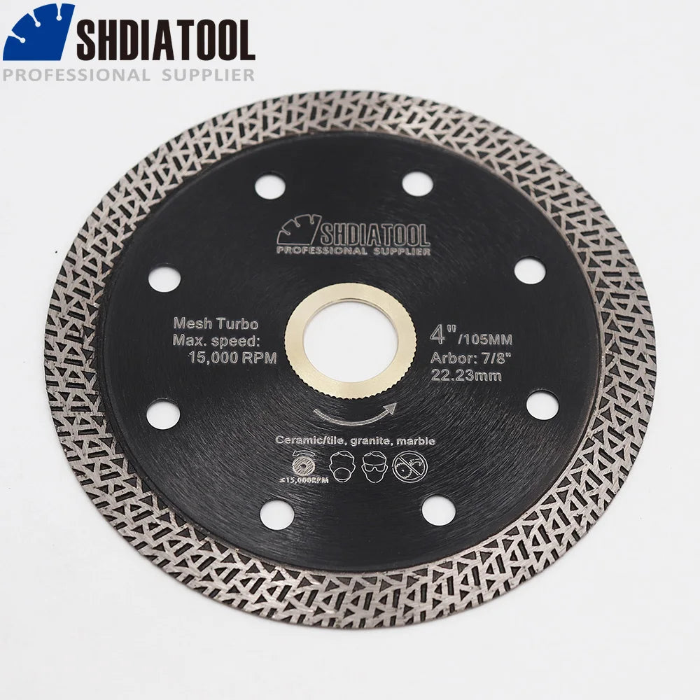 SHDIATOOL 1/2 pièces lame de scie 4/4.5/5/6/7/8/9 pouces maille frittée pressée à chaud Turbo granit marbre carrelage plaque de disque de coupe en céramique