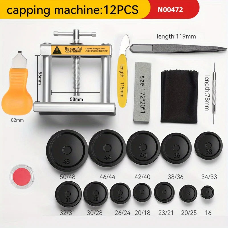 Ensemble de Machine de capsulage en métal pour montre, 12 pièces, montres-bracelets de bureau, couvercle du boîtier arrière, vis de presse, horlogers fermés, outils de réparation manuels Ki
