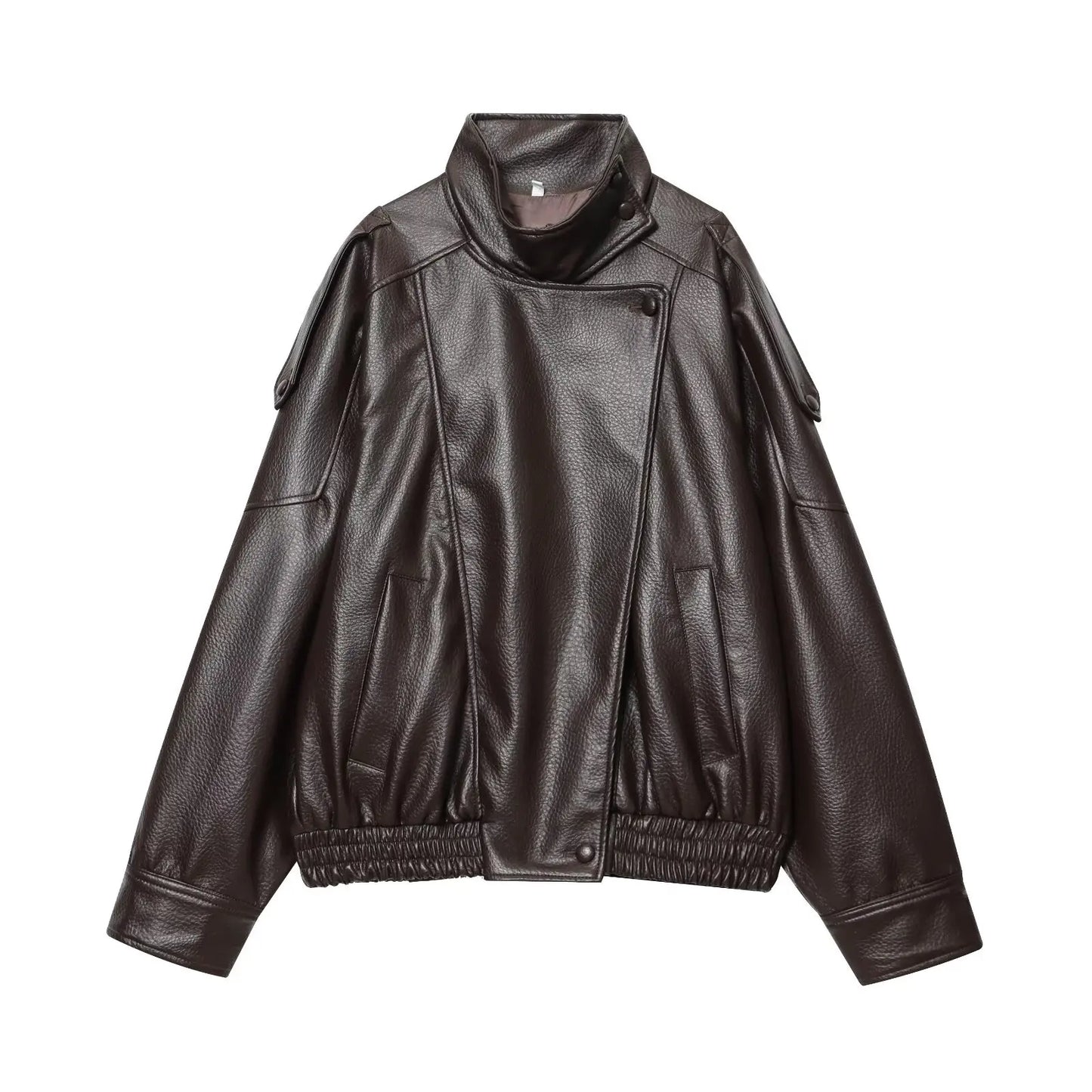 TFMLN – vestes Chic en Faux cuir noir pour femme, manteaux surdimensionnés élastiques à manches longues avec boutons, mode automne hiver 2025