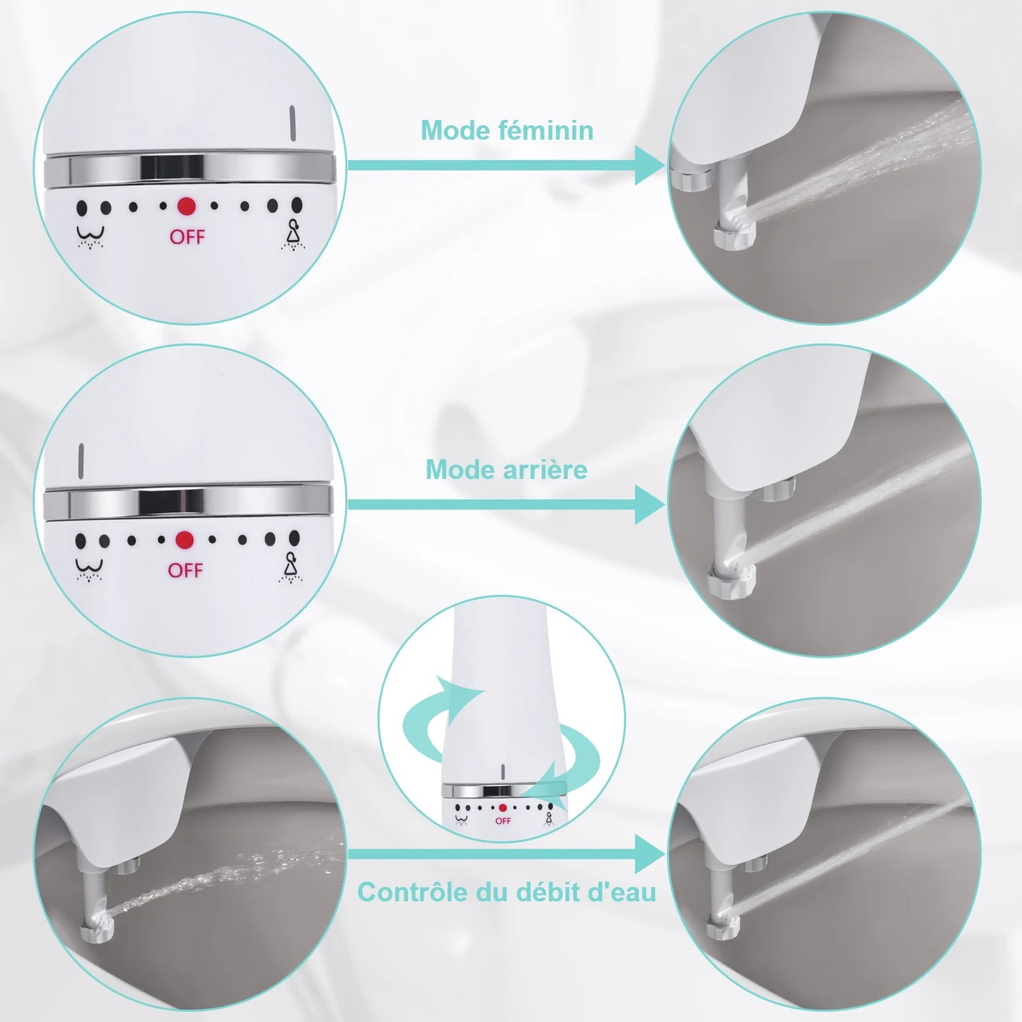SAMODRA Bidet de toilette Ultra-mince, fixation de siège de toilette avec entrée en laiton, pression d'eau réglable, salle de bain, douche hygiénique