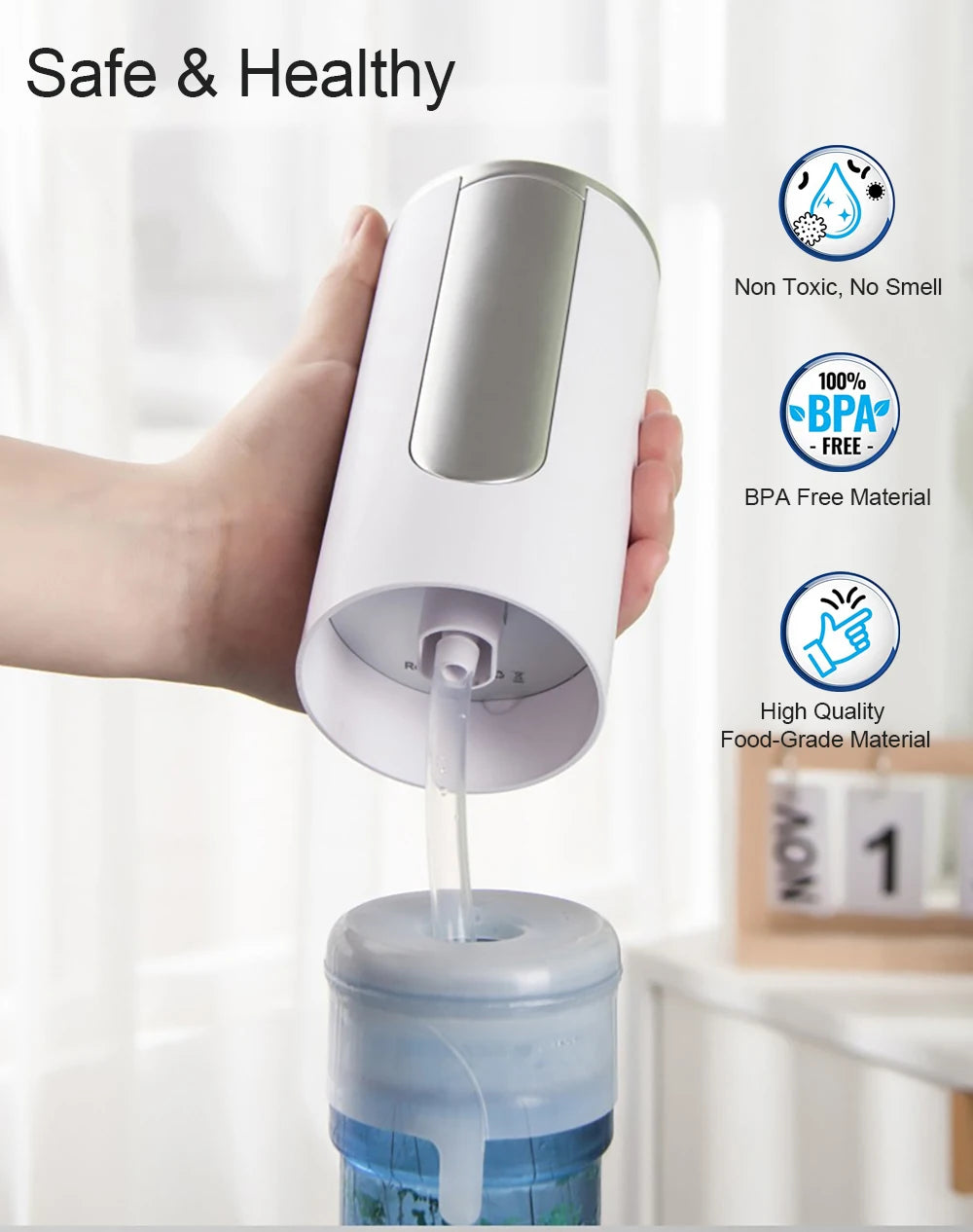 Pompe à eau électrique intelligente, pompe à eau automatique, distributeur d'eau potable aste, bouteille pliable, bureau, 19 litres