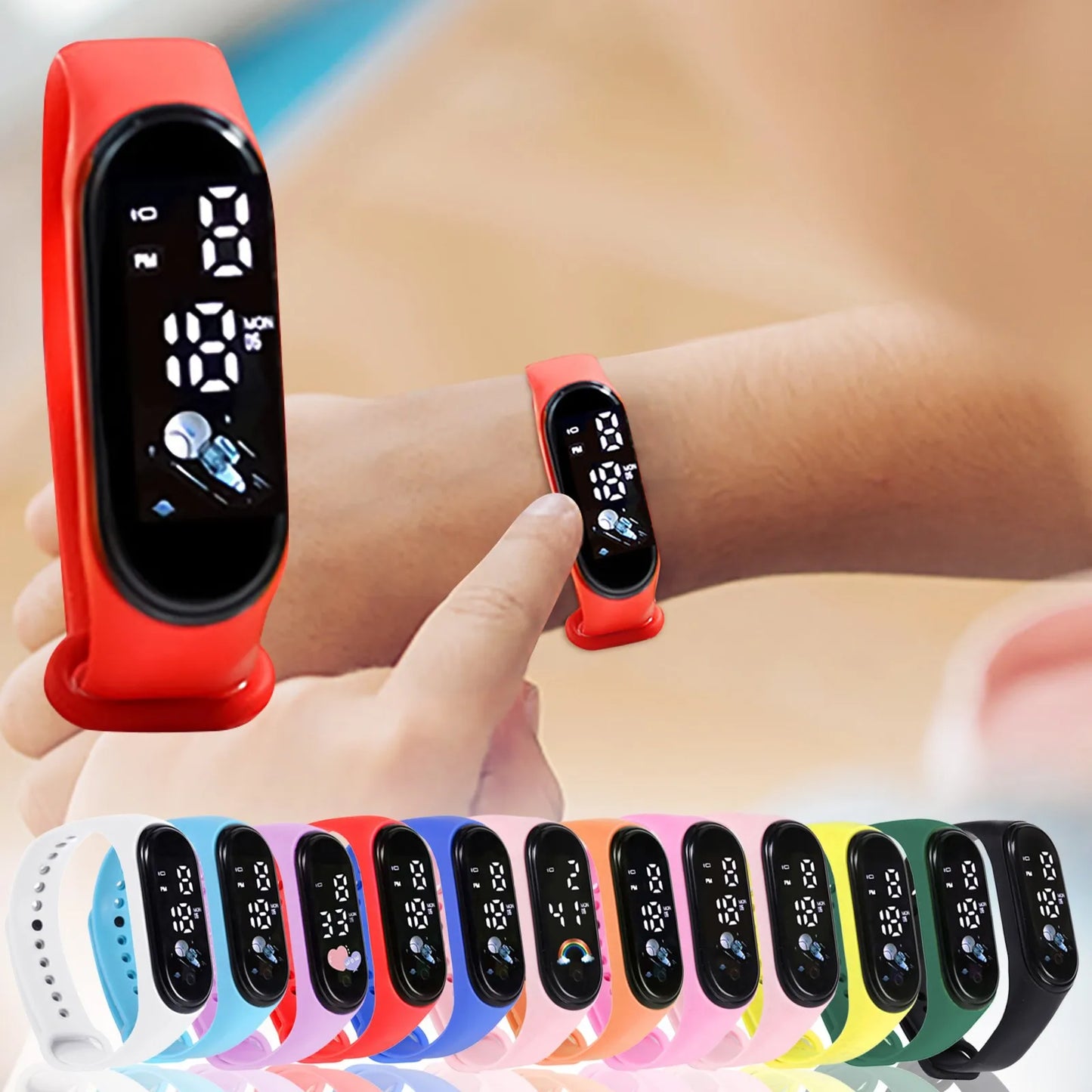Montre connectée Kawaii pour enfants, mode, extérieur, étanche, sport, montres pour garçons et filles, montres numériques, silicone, montre enfant