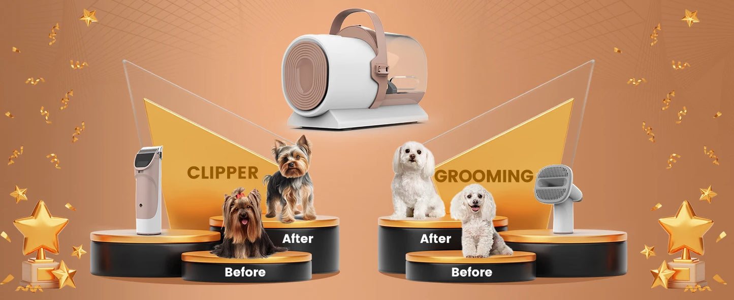 AIRROBO PG50 Kit de toilettage pour chiens, aspirateur de toilettage pour chiens 5 en 1, poussière 2,5 L, 11 000 Pa, super aspiration pour poils d'animaux, faible bruit