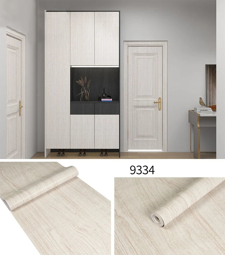 Papier peint auto-adhésif rayé en bois PVC, 45CM, autocollant étanche pour rénovation de meubles, bureau, armoire