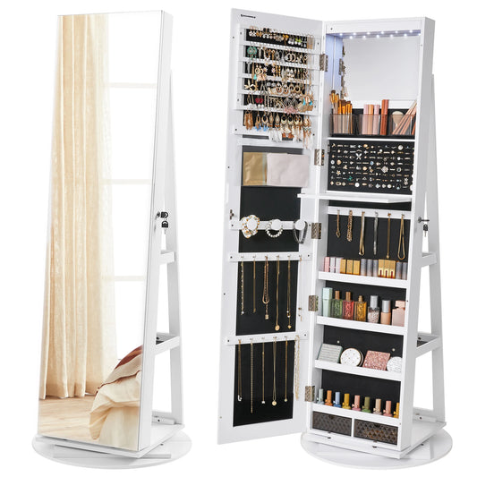 Bly GMICS-Armoire à Bijoux avec Miroir Verrouillable, Armoire Debout à Comcussion à 360 °, 6