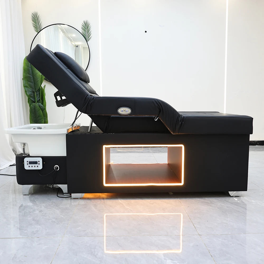 Lit de lavage de cheveux XinSheng pour salon de coiffure, table de massage thaïlandaise, mobilier commercial pour barbier avec bassin de bain de pieds