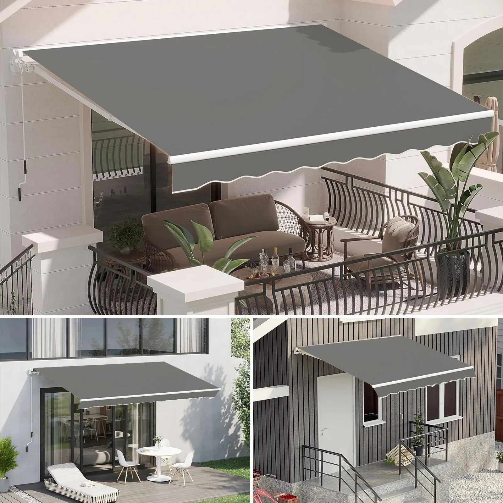 Store extérieur gris pour balcon et terrasse, protection solaire moderne et élégante