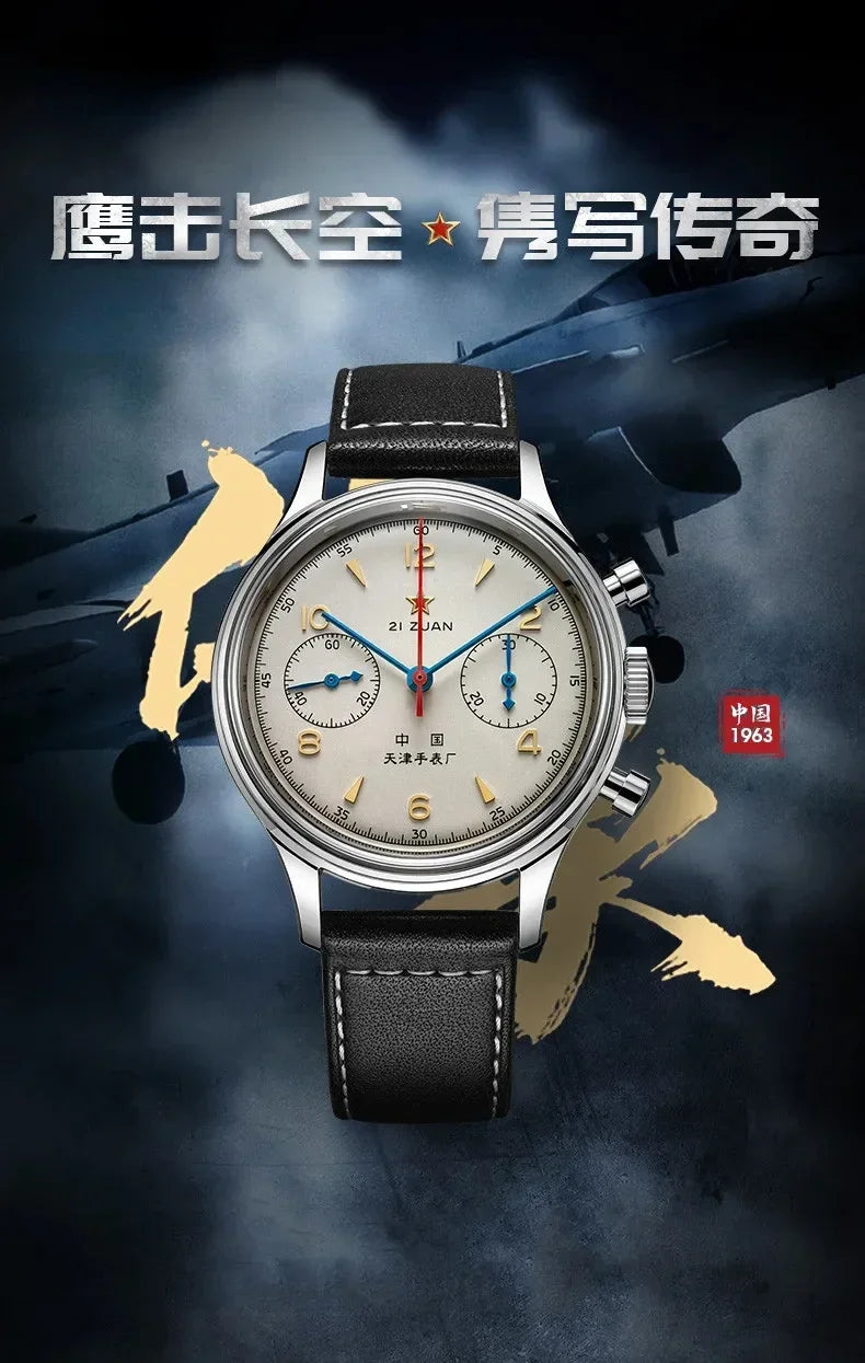 Montres pour hommes 1963 pilote montre automatique 42mm étanche rétro quartz chronographe montre habillée vintage